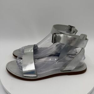 Madewell The Boardwalk Silver Leather Sandals‎ Womens 8.5 Ankle Strap Gladiator